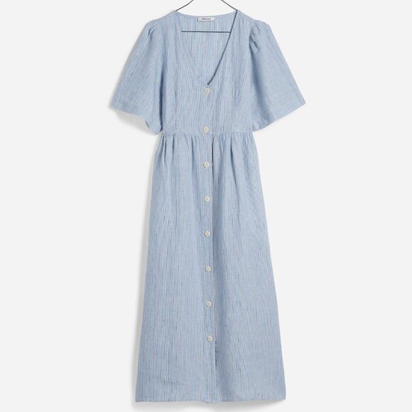 Madewell Cassie Button-Front Midi Dress in Linen - NWT - Picture 1 of 13